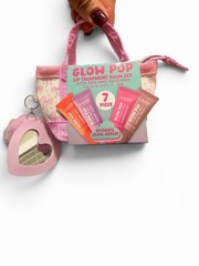 U-Glow Glow Pop 7pc Lip Balm Set Mini Bag Heart Mirror Keychain Pink New