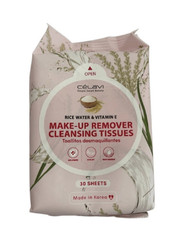 Célavi Rice Water & Vitamin E Makeup Remover Cleansing Wipes, 30 Sheets