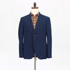 Sisley 42R Navy Sport Coat Blazer Jacket Solid 2-Button Cotton Blend