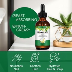 Neem Oil, Anti Aging Oil, reduces fine lines, nourishes skin, Healthy Hair Scalp