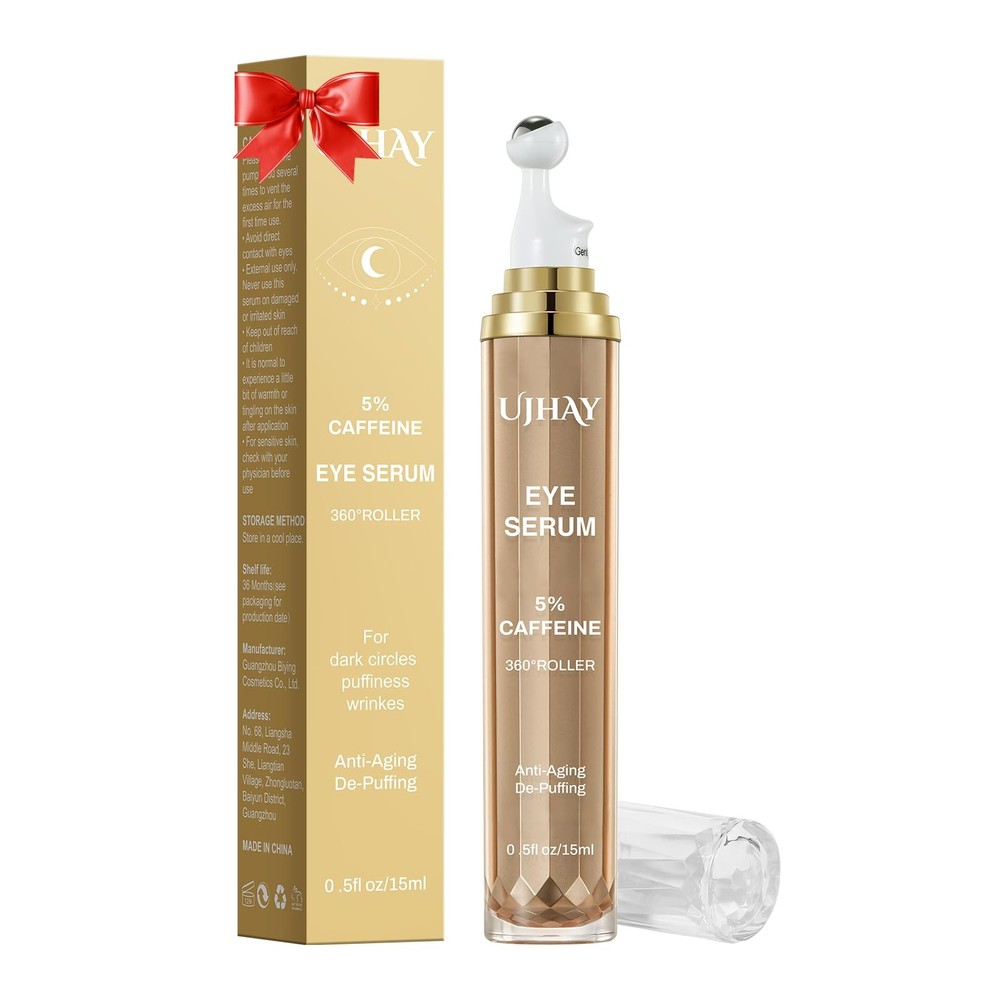 UJHAY 5% Caffeine Eye Cream, Under Serum for Dark 0.5 Fl Oz (Pack of 1)