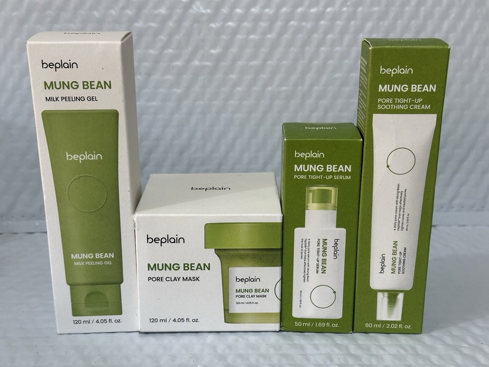 Beplain Mung Bean Skincare Set 4 Piece Pore Clay Mask Serum , Cream And Gel