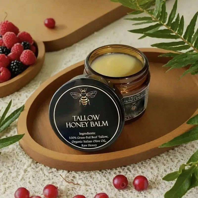 Grass Fed Beef Tallow Honey Balm Organic Raw Unscented Skin Moisturizer