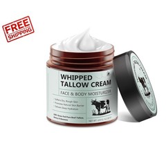 Whipped Beef Tallow Cream – 100% Grass-Fed with Honey, 4.2 Oz for Deep Hydration