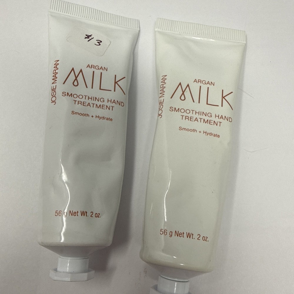 2 x Josie Maran Argan Milk Smoothing Hand Treatment Cream No Scent Sticker 2 oz