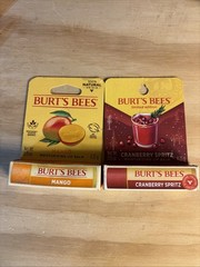 Lot of 2 Burt&rsquo;s Bees Lip Balm, Mango And Cranberry Spritz
