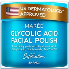 MAREE Glycolic Acid Pads – Toner Pads for Face Cleansing with Tea Tree Oil – Exf