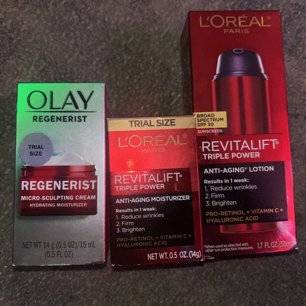 L&rsquo;Oreal Revitalift Triple Power 1.7oz SPF 30 + Mini / Olay Regenerist O.50z Lot3
