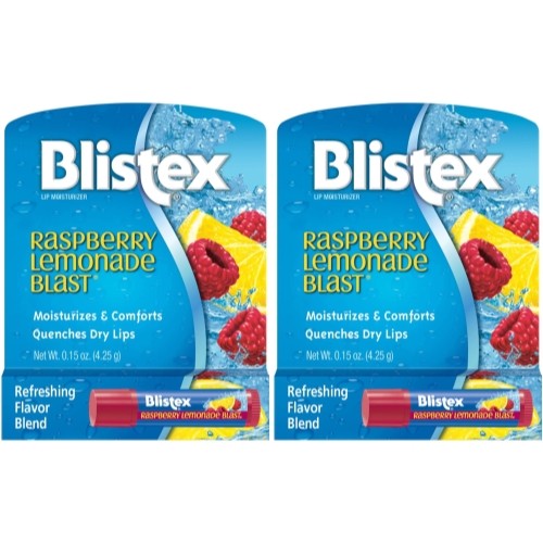 2 Pack Blistex Raspberry Lemonade Blast Fruit Blend Lip Balm SPF 15 .15 Oz Each