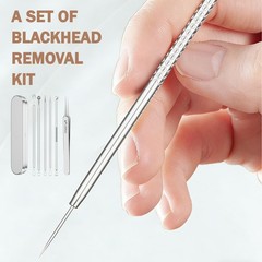 Blackhead Remover Pimple Popper Tool Kit 6 Pcs wan-6-piece, Silver
