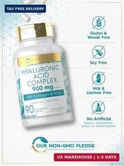 Carlyle Hyaluronic Acid Complex 900 mg | with Collagen and MSM | 90 Capsules | N