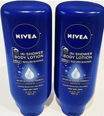 (2) NIVEA Nourishing In-Shower Body Lotion 13.5 oz/ea Water Activated Almond Oil