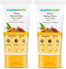 Mamaearth Natural Glow Ubtan Face Wash Tan Removal Turmeric Saffron (200ml x2)