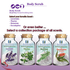 4 x Natural Unisex Body Scrub & Skin Exfoliating, Rich in Dead Sea Salt & Herbal