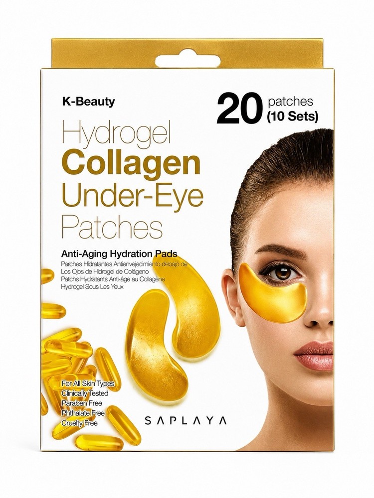 Saplaya Collagen Hydrogel Under Eye Patches 20 Ct Anti Aging K-Beauty Pads