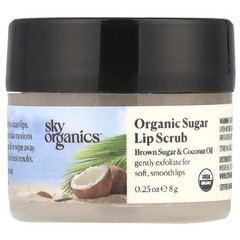 Sky Organics Organic Sugar Lip Scrub Brown Sugar & Coconut Oil, 0.25 oz