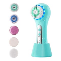 Electric Facial Cleansing Brush – Waterproof , 5 Heads, Exfoliate & Massage