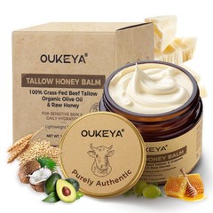 OUKEYA 100% Grass-Fed Beef Tallow Balm Deep Moisturizing Face Cream For Skin