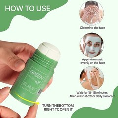 2Pcs Green Tea Purifying Clay Stick Mask for Blackhead Remover Deep Clean Pore