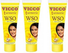 90g Vicco Turmeric Skin Cream Fairness Scars Pimples Burn 3x30g Vegan Free Ship