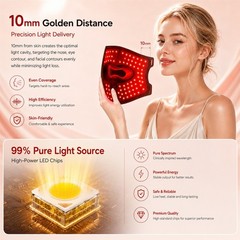 LED Light Facial Therapy Mask 3D Silicone Face Skin Beauty Device, 8 Color + NIR