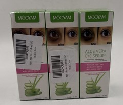 MOOYAM Aloe Vera Eye Serum 3 Pack 1oz Dark Circles Wrinkles Crows Feet Remover