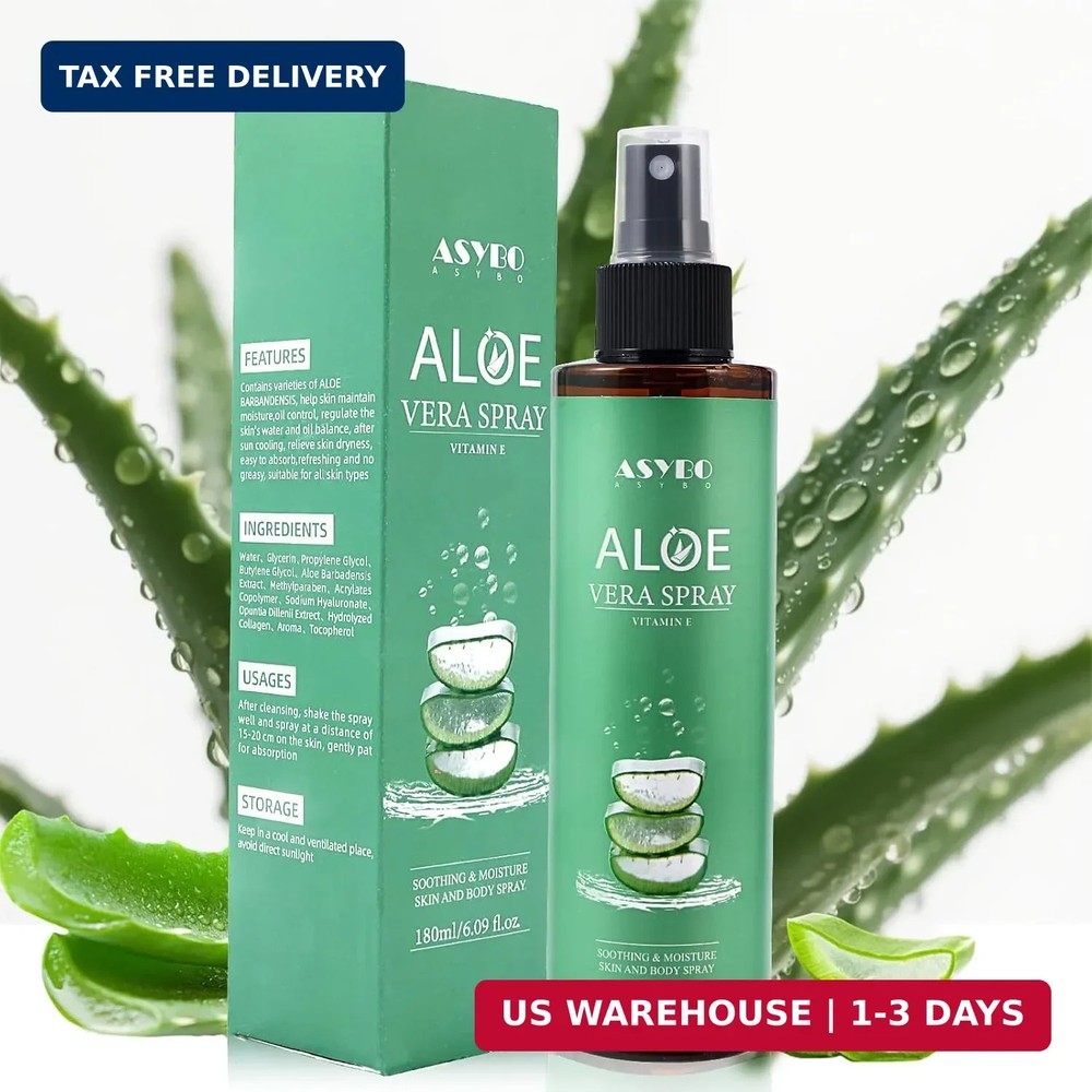 Aloe Vera Spray 180 ml – 99% Organic Pure Aloe Vera Spray for Face, Body & Hair,