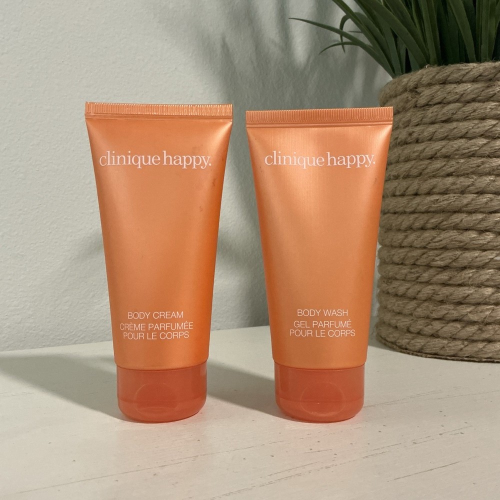 Clinique happy Body Cream & Body Wash -BUNDLE OF 2 -75ml/2.5 oz Ea – New No Box