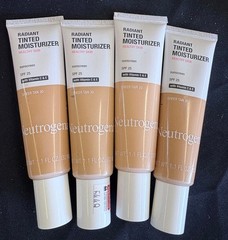 (4) Neutrogena Radiant Tinted Moisturizer Sheer Tan 30 1.1oz Exp. 09/2025
