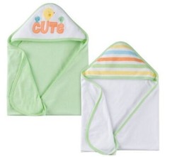 Gerber Baby Unisex 2-Piece Green Ducks Terry Hooded Towels
