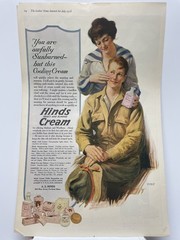 Hinds Honey & Almond Cream Original 1918 Print Ad Sunburn Cooling Cream