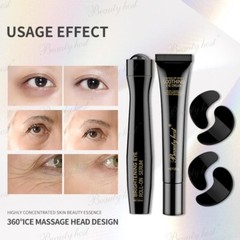 Eye Care Kit. 2 Pairs Eye Patch, Eye Roller Serum, Eye Cream: Anti-Aging
