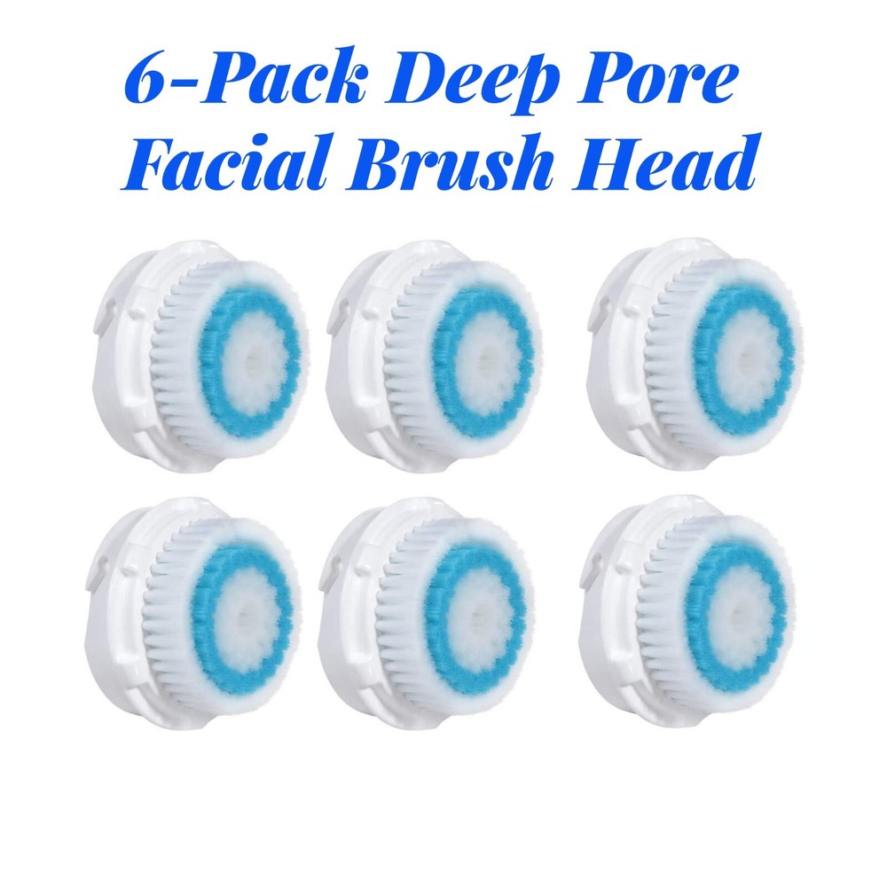 6-Pack Deep Pore & Acne Brush Facial Brush Head for Clarisonic Mia 1, 2, 3