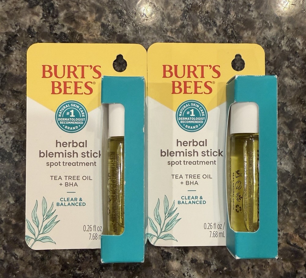2x Burt&rsquo;s Bees Blemish Stick Spot Treatment Tea Tree Oil + BHA Acne Treatment