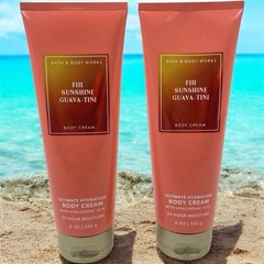 Bath & Body Works Fiji Sunshine Guava-Tini Body Cream 8oz Duo Hyaluronic Acid 2x