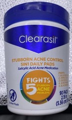 90 Pack Clearasil 5 in 1 Daily Cleansing Medicated Pads Acne Control Face
