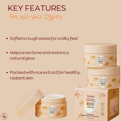 Korean SOQU Rice Face Cream 2.48oz Moisturizing & Brightening New Boxed