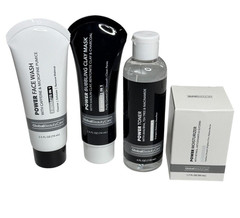 Global Beauty Care Power Face Set Cleanser Clay Mask Toner Moisturizer Hydrate