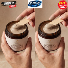 Kynara Moroccan Ghassoul Clay Mask 2 Pack 8.8oz Rhassoul Face & Body Mask