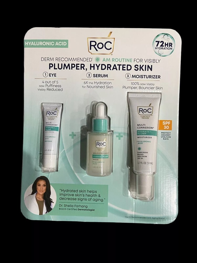 RoC Multi Correction Hydrate + Plump Eye Cream, Serum, Moisturizer W Sunscreen