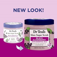 Dr Teal&rsquo;s Shea Sugar Body Scrub 19Oz Black Elderberry Essential Oil Paraben Free