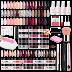 Dip Powder Nail Kit Electric Drill 24 Colors Nude Pink Glitter AzureBeauty Base