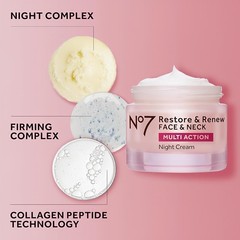 No7 Restore Renew Night Cream for Face Neck Multi-Action 50ML plastic container