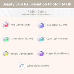 LED Light Therapy Facial Mask – 7-in-1 Skincare Device for Home Use, Anti-Aging