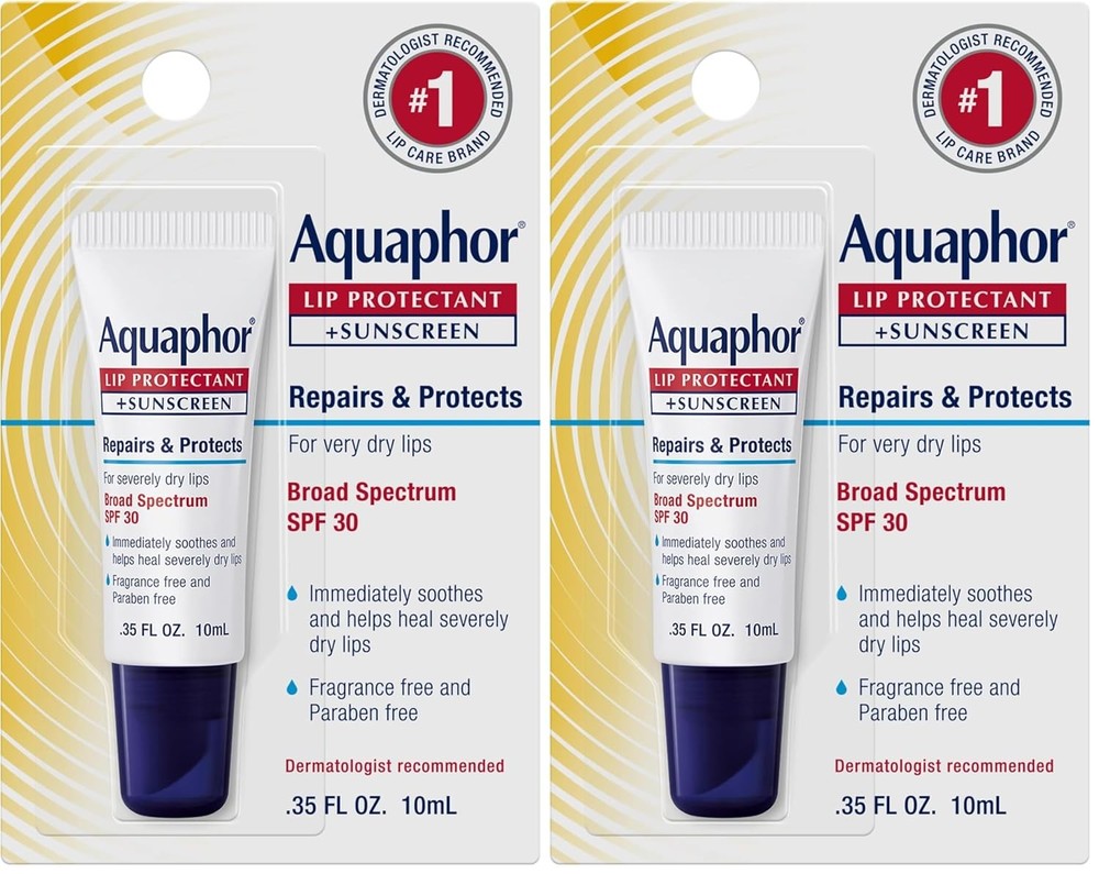Aquaphor Lip Balm, Lip Repair, SPF 30 Lip Protectant 0.35 Oz Tube Pack of 2