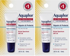 Aquaphor Lip Balm, Lip Repair, SPF 30 Lip Protectant 0.35 Oz Tube Pack of 2