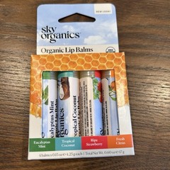 Sky Organics Organic Lip Balm w Beeswax – Mint, Coconut, Strawberry & Citrus