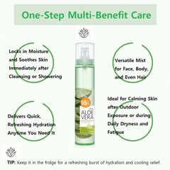 California grown Aloe Vera Moisture Soothing Gel Mist 4.23 Fl oz., 95%, K-Beauty