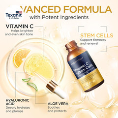 Vitamin C Serum for Face with Stem Cells Hyaluronic Acid Vitamin E Aloe Vera for