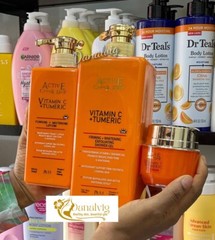 Active caviar drip Vitamin C & Tumeric Lotion , Body Wash 1000ml And Face Cream